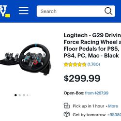 Logitech G29 Driving Force Racing Wheel with GT OMEGA Steering Racing Stand. Works with PS5, PS4, PC