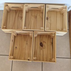 5  Small Wood Crates 