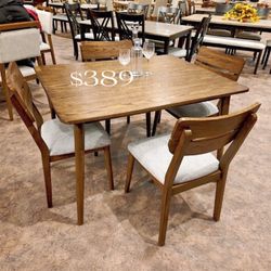 Elegant 5-Pc Dining Set Walnut Finish 