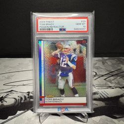 2009 TOPPS FINEST NFL TOM BRADY PIGSKIN REFRACTOR PSA 10