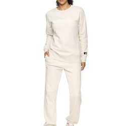 Reebok Womens Jogger Sweatpants and Crewneck Sweatshirt Set / Size XL / Beige 