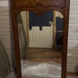Antique Wood-Framed Mirror