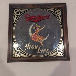 Vintage Miller High Life "Girl in the Moon" bar mirror.