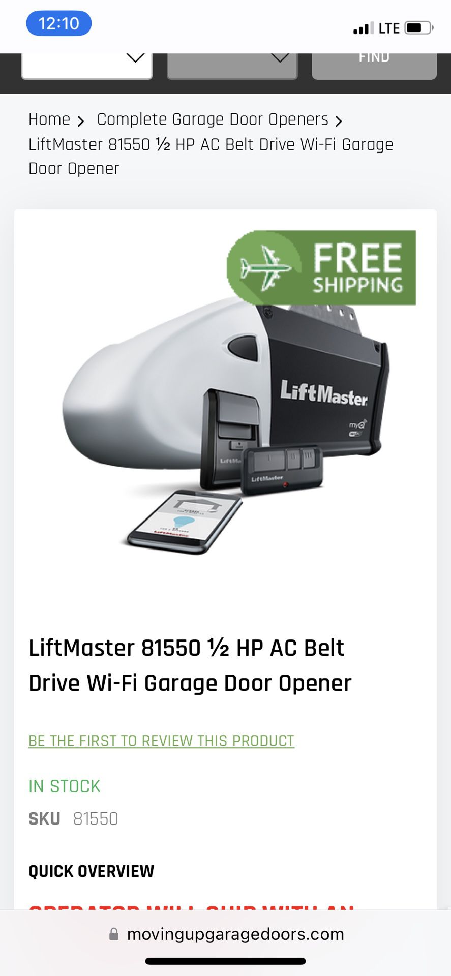 Liftmaster 8155 $300 includes installation