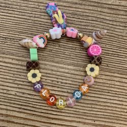 Homemade Beaded Stretchy Bracelet Florida Love 