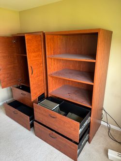 Desk and 2 Cabinet Stands