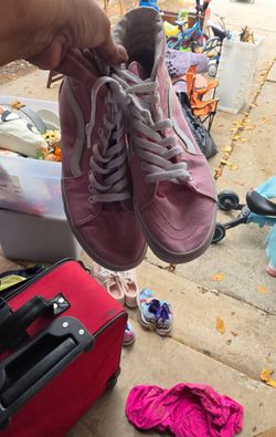 Pink vans high top sneakers