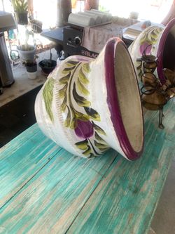 Flower pots terracotta painted