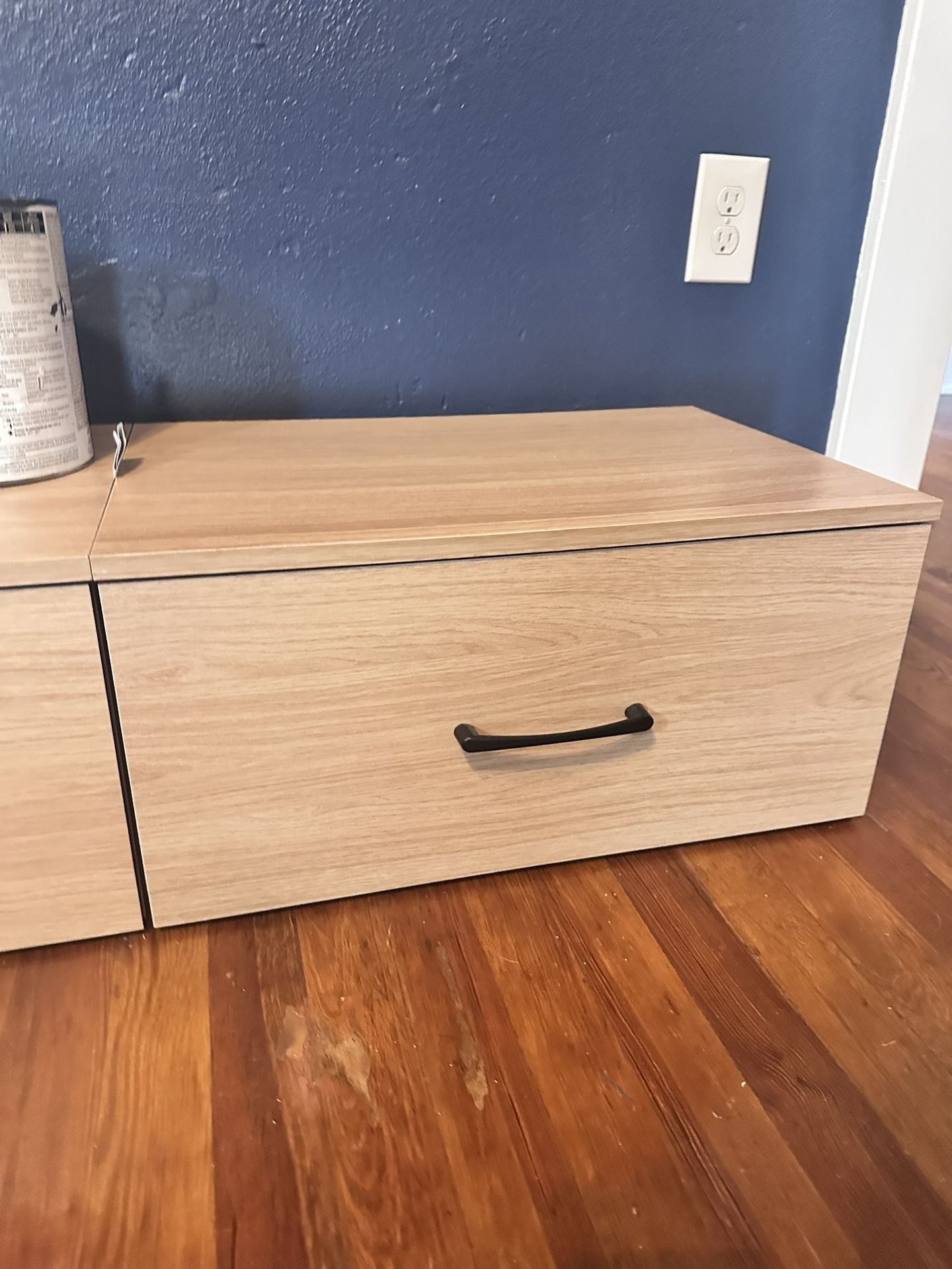 3 Cabinets - Light Oak Wood-Look  Low Storage Cabinet