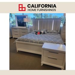 Modern White LED Queen Bedroom 4pcs Set