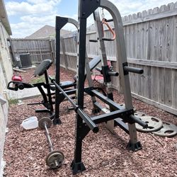 Squat Rack & Bench includes weights 