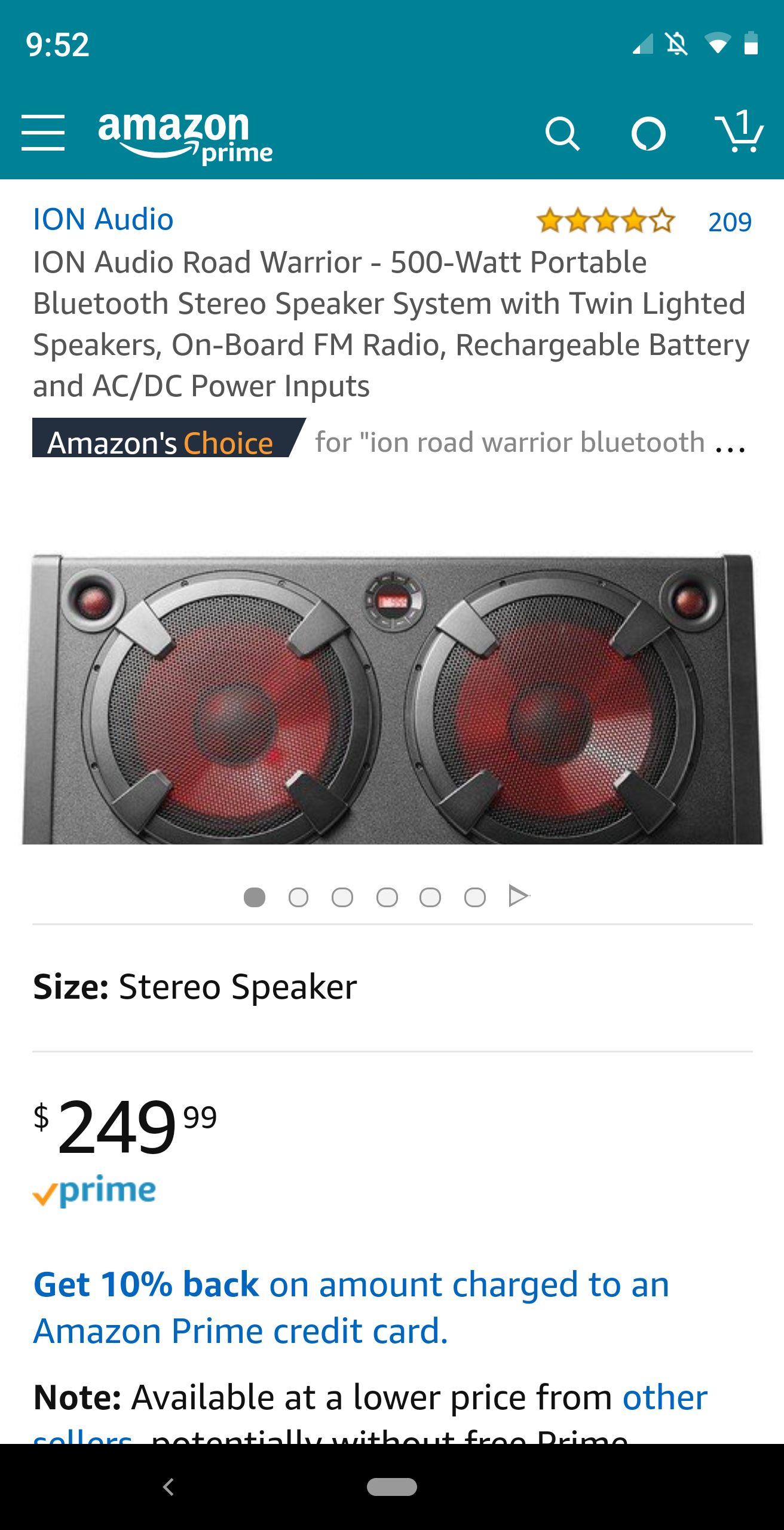 ION Audio Road Warrior - 500-Watt Portable Bluetooth Stereo Speaker System with Twin Lighted Speakers