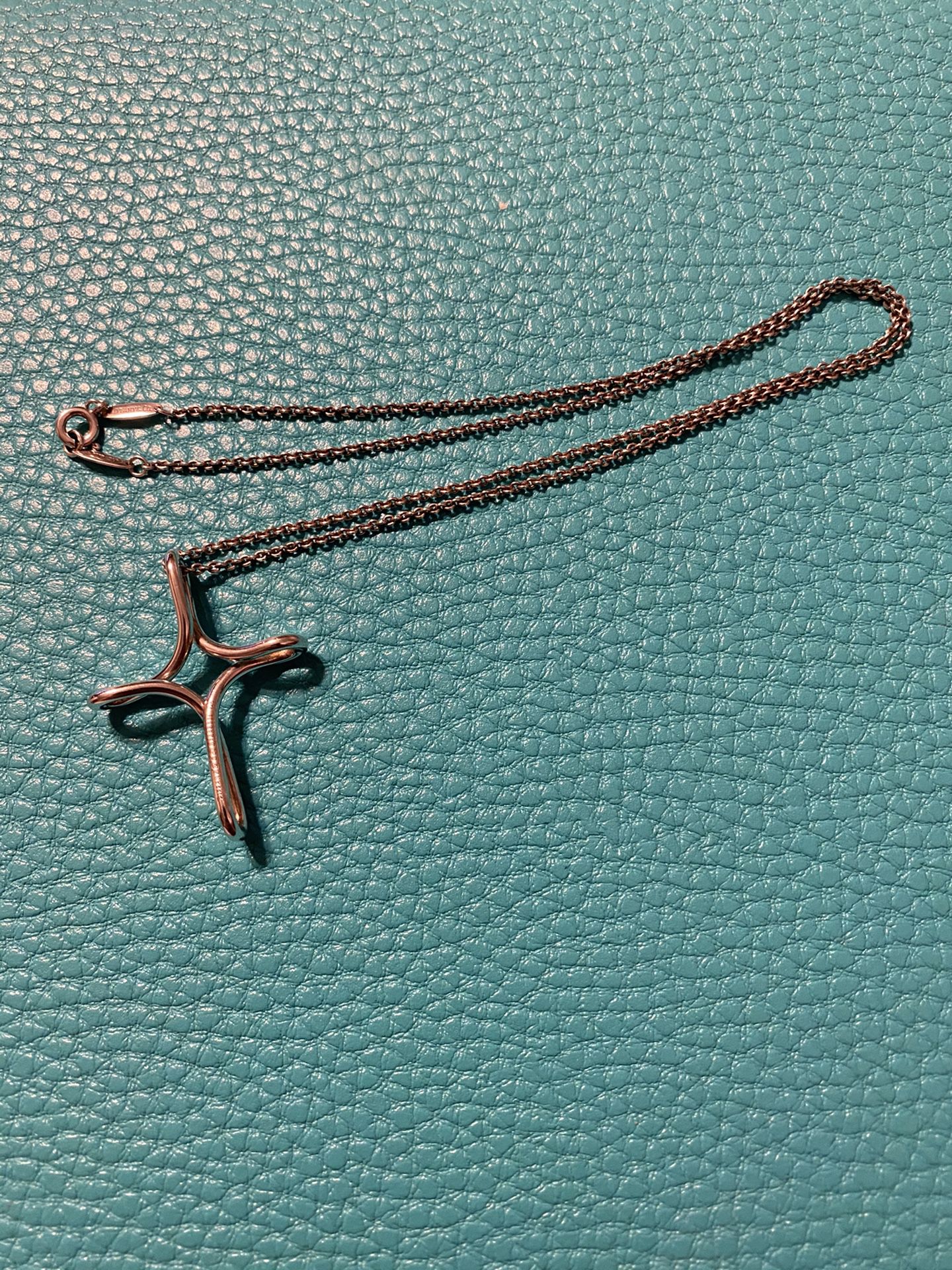 Tiffany & Co. Infinity Cross pendant with 16” chain, authentic Elsa Peretti $200