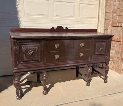 Vintage Antique Solid Wood Project Piece Buffet Sideboard