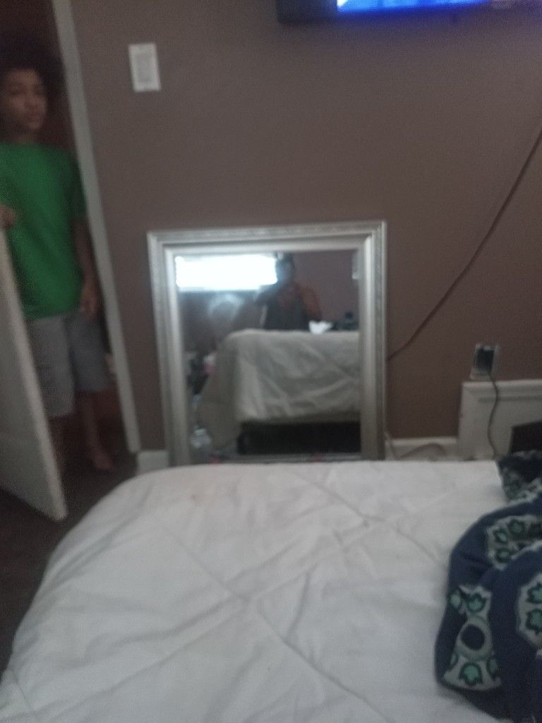 silver framed mirror