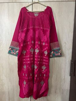 Women’s shocking pink XXL 3 piece cotton Lown fancy styles Chafoon Dopata.