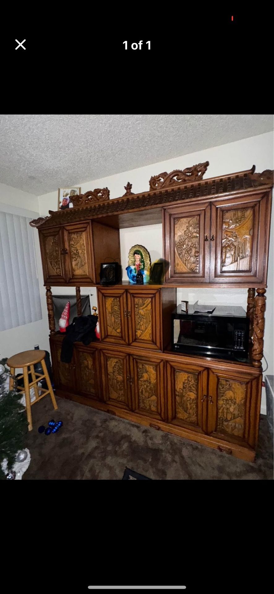 Antique Asian Hutch Cabinet