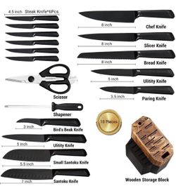 CUTLUXE 8pcs Knife Block Set – Razor Sharp Knives with Full Tang Design –  Forged of High Carbon German Steel – Natural Acacia Wood Block – Artisan