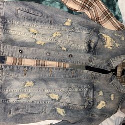 Plaid Stitched Jean Jacket