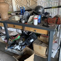 Heavy Duty Wooden And Metal Table Work Shop