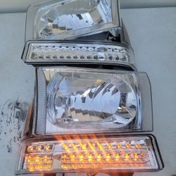 99-04 Ford F250-F550 00-04 Excursion LED Headlights Luces Micas Calaveras Faros Faroles