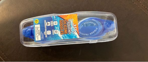 Youth Silicone Goggles with Case - Blue- Brand New