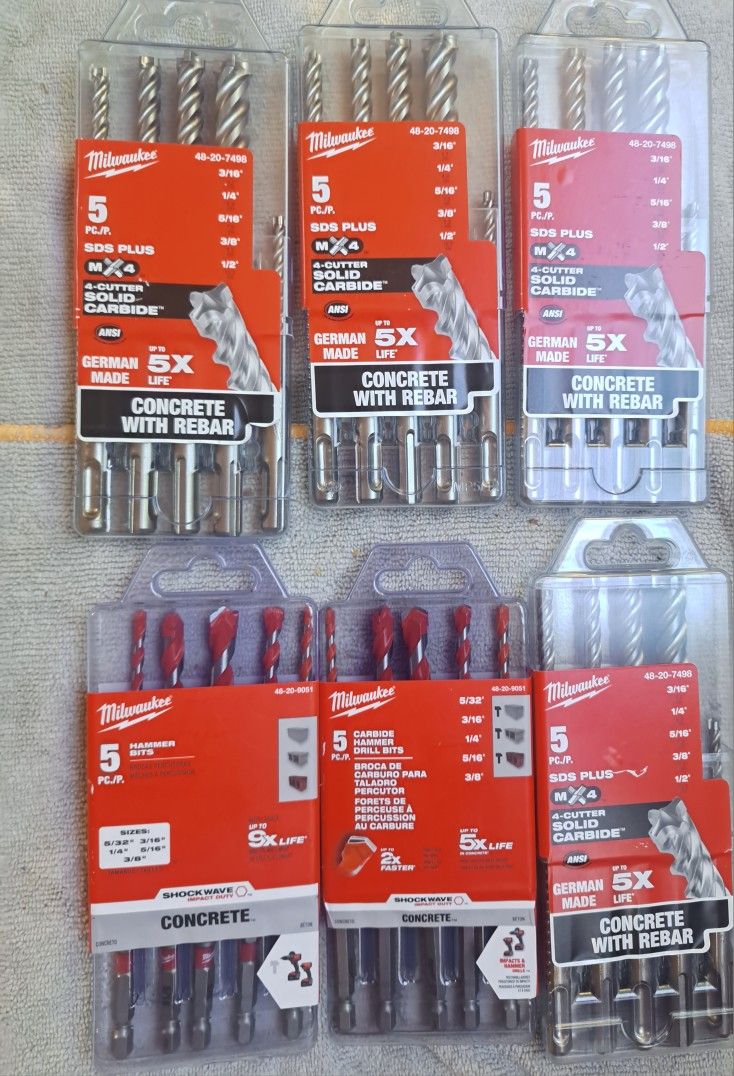Milwaukee
4-Cutter SDS-PLUS Carbide Hammer Drill Bit Kit (5-Piece)