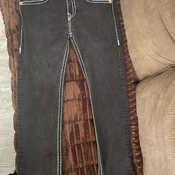 True religion black n white Ricky relaxed straight jeans