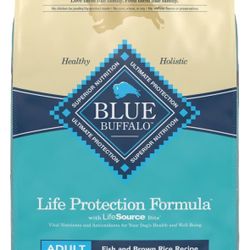 30 Lbs  Blue Buffalo Life Protection Formula Adult Fish & Brown Rice Recipe Dry Dog Food