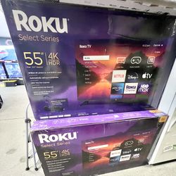 55 Roku Smart 4k HDTV In Box 6 Month Warranty.  Free Delivery. 