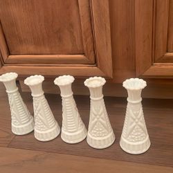 Milk Glass Small Vase 5 Lot 