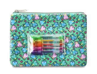 Velvety Soft Frog Zippered Pouch With Mini Pens