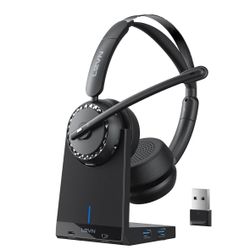 Wireless Headset, Wireless Headset with Mic for Work, AI Noise Cancelling, 65 Hrs Working Time, Bluetooth Headphones with Microphone from Home/Compute