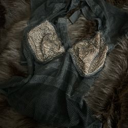 Victoria Secret Bodysuit Black Mesh And Nude Color