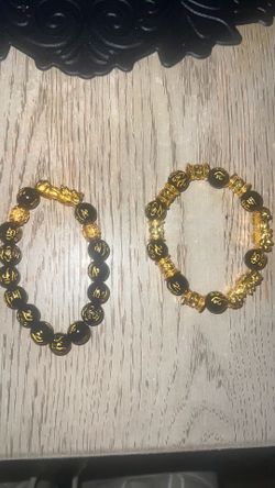 Twin 24k DragonHead bracelet blk /Jade