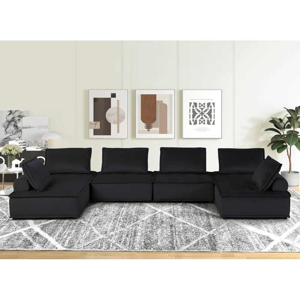 Sectional Couch, 6 Seater Modular Sectional Sofa- Convertible U Shaped Modern Sectional Sofa Couch, 32 Inch Seat Depth Oversized Couch for Living Room