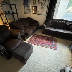 2 BIG COMFY COUCHES & LOVE CHAIR