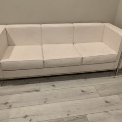 Contemporary White Leather Sofa