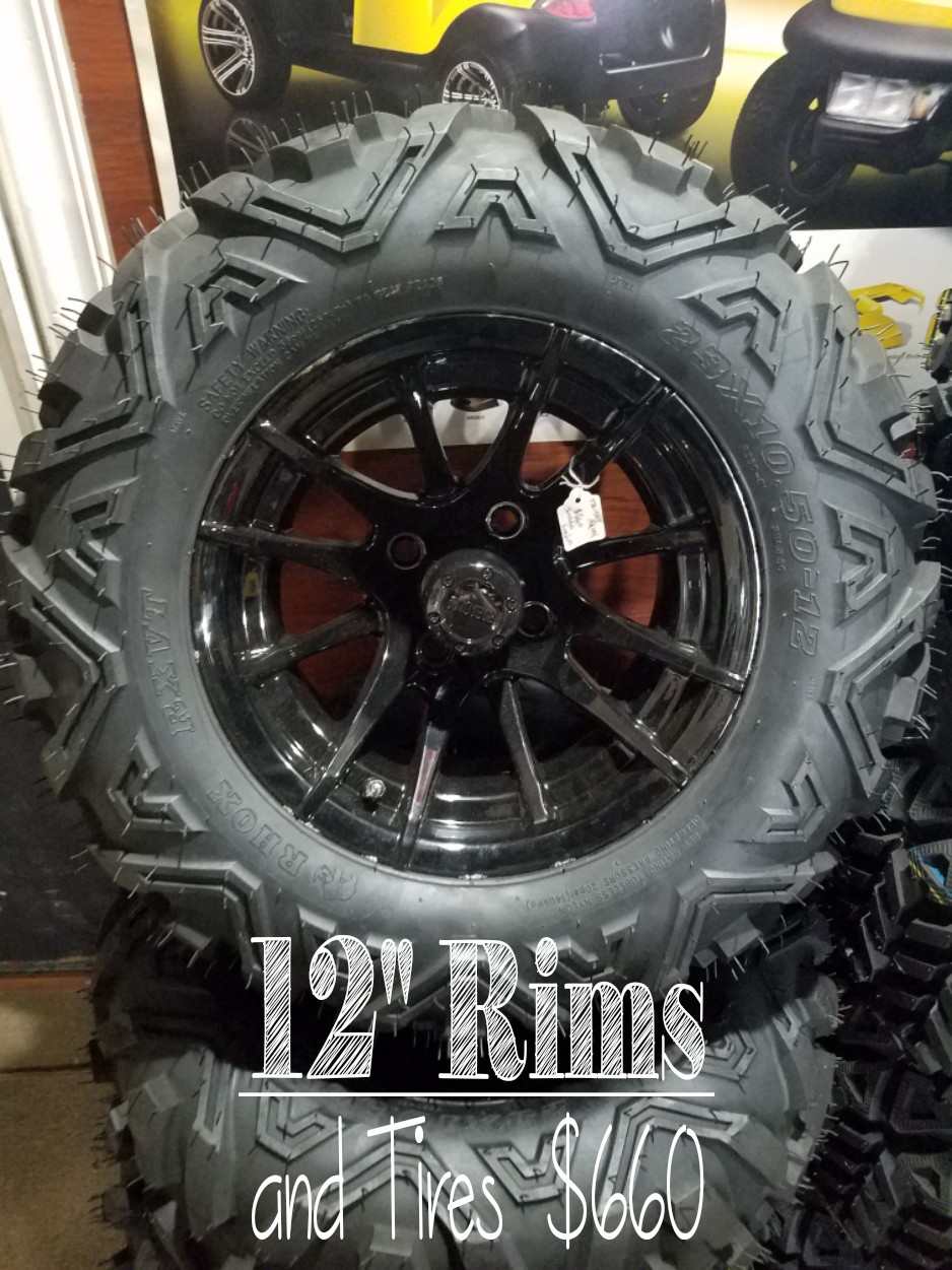12" RHOX Golf Cart Rims and Tires