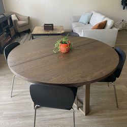 Large Round Dining Table & 4 Chairs