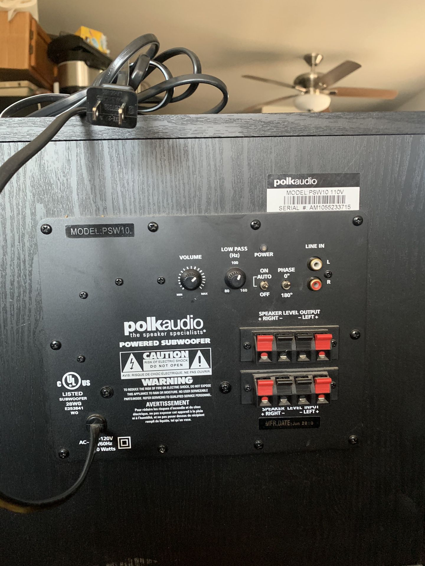 Polk audio psw10 powered subwoofer. Works great