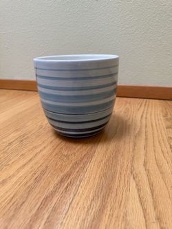 Ceramic Planter Pot with Blue Stripes