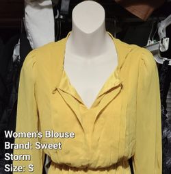 Sweet Storm | Women's Yellow Blouse | Size S | 13 W X 32 L |