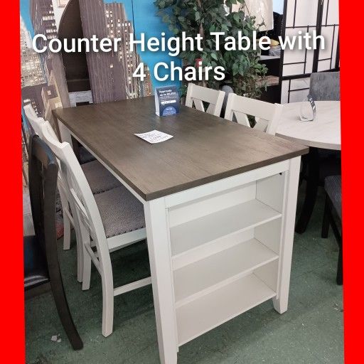 ✨ 5pcs Counter Height Table Set