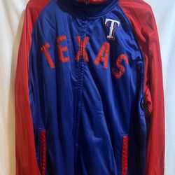Texas Rangers Genuine Merchandise Men's Red & Blue Track Jacket Zip Up Long Sleeve Pockets Size XXL Used Good Condition $60 Meet Up In Irving @dfwgood