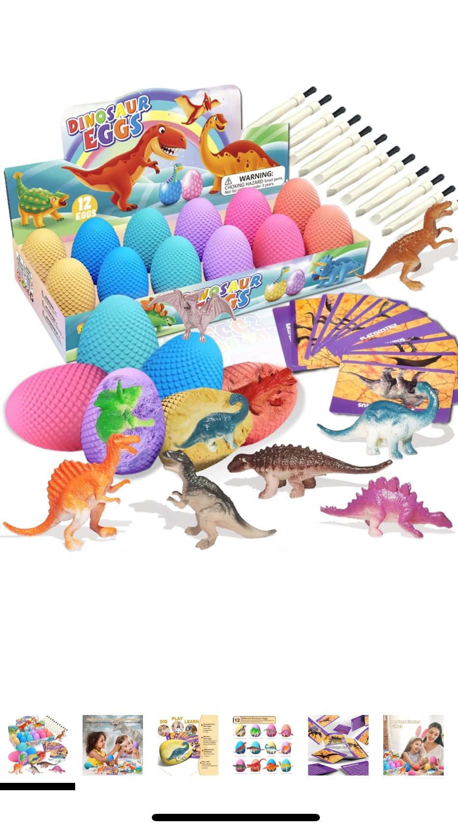 Dinosaur Eggs Dig Kit Toys - 12 Dino Easter Eggs Fossil Eggs Excavation Kits for Kids Easter Party Favor Basket Stuffers Toy Birthday Christmas Gifts 
