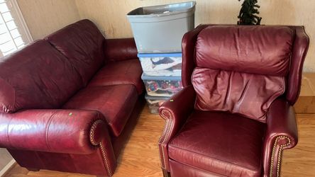 Matching Leather Couch & Armchair Set