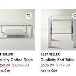 Z gallerie Duplicity Coffee table and Two End Tables 