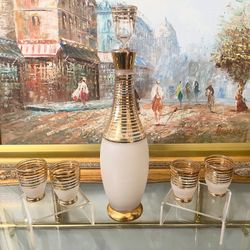 Vintage 1950s Italian Glass Cordial Decanter Set - 5 Pieces