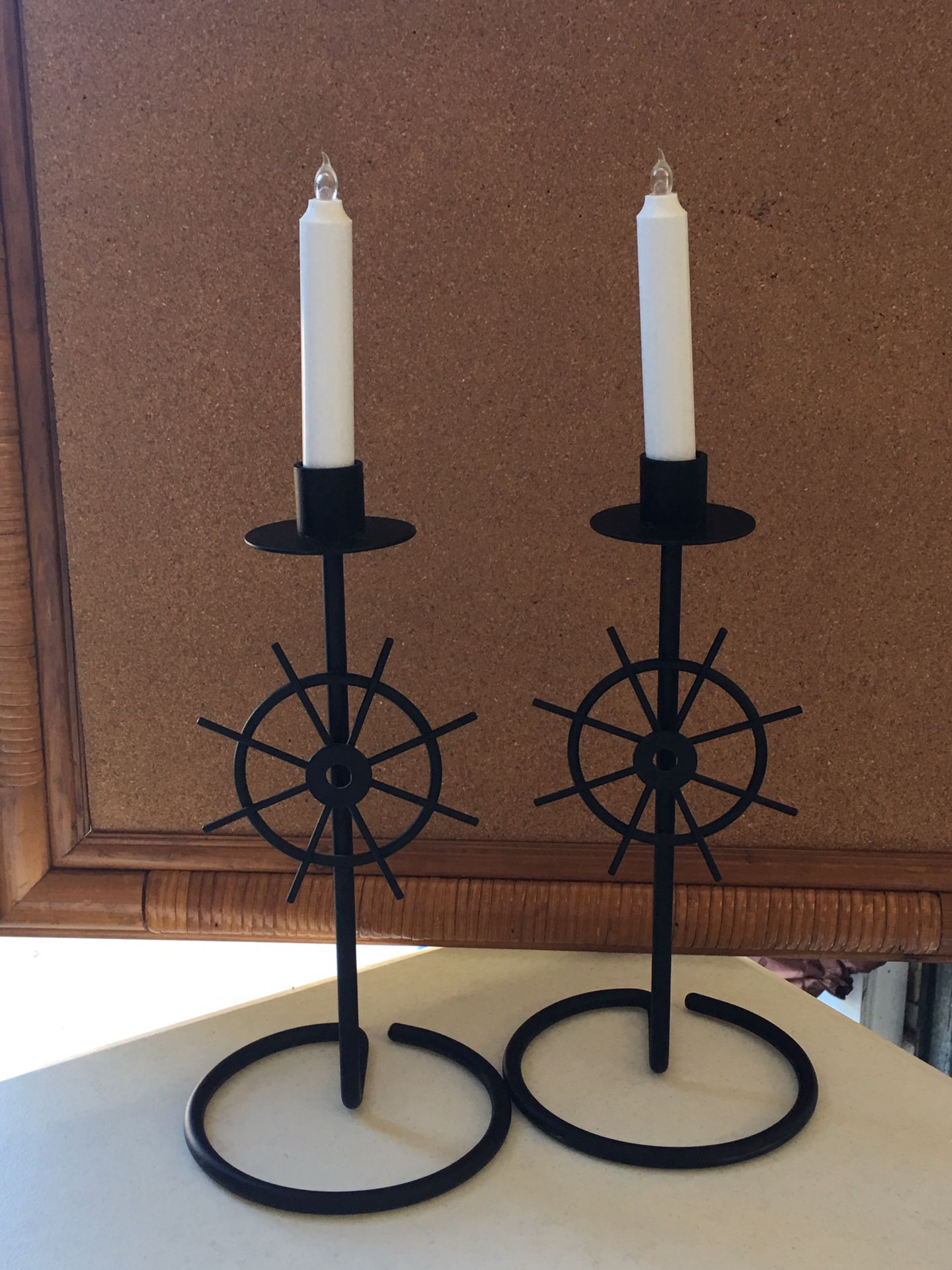 Metal nautical candle holders.